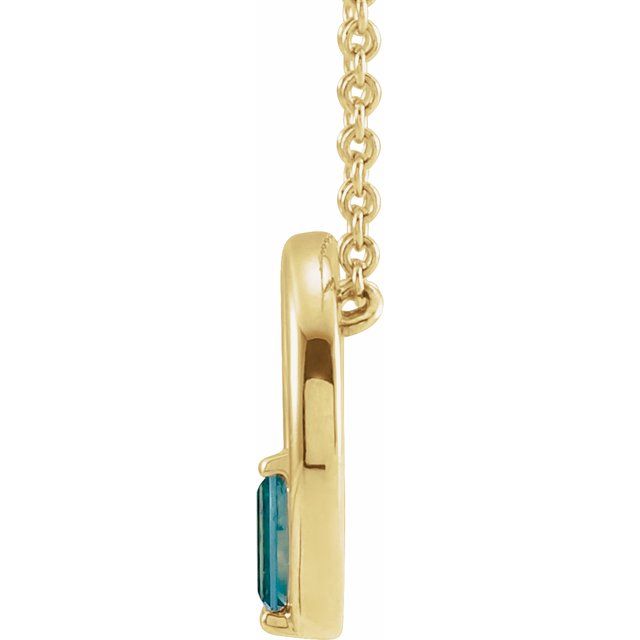 14K Yellow Natural London Blue Topaz Circle 16-18' Necklace