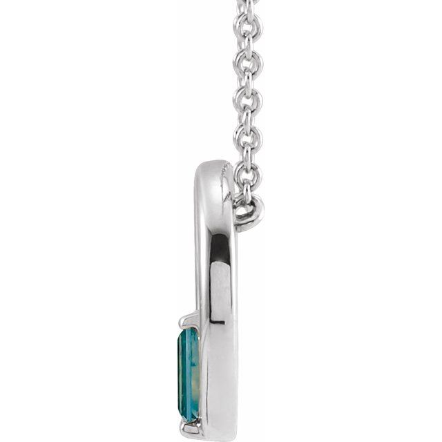 14K White Natural London Blue Topaz Circle 16-18' Necklace