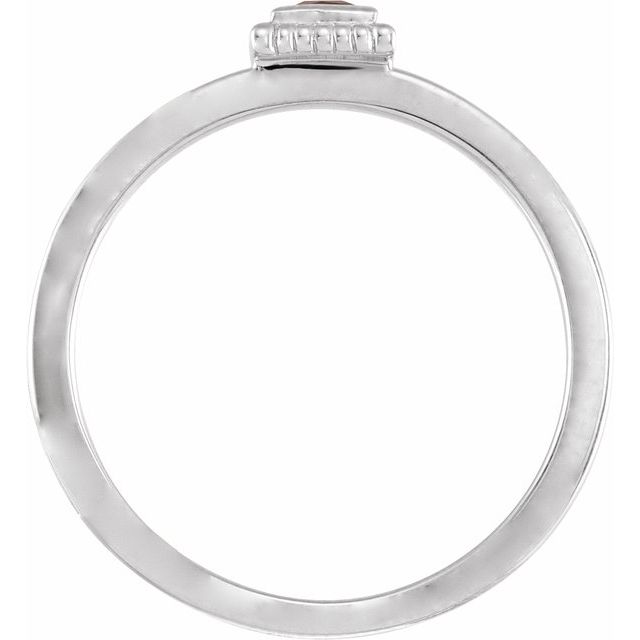 14K White Natural Amethyst Family Stackable Ring