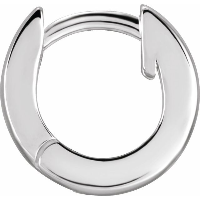 14K White Hinged 9.5 mm Hoop Earrings