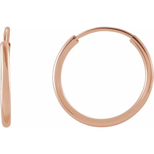 14K Rose Flexible Endless Tube 12 mm Hoop Earrings