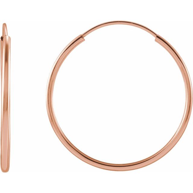 14K Rose Flexible Endless Tube 20 mm Hoop Earrings
