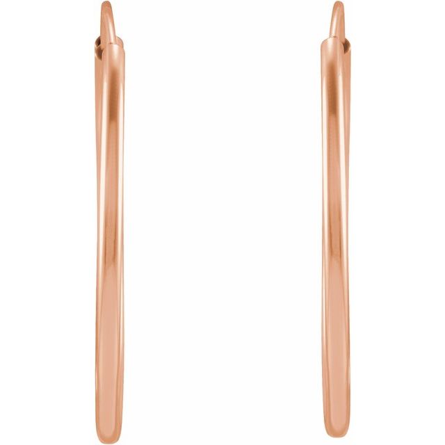 14K Rose Flexible Endless Tube 20 mm Hoop Earrings
