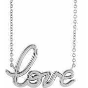 14K White Love 18' Necklace