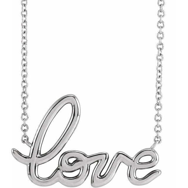 14K White Love 18' Necklace