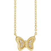 14K Yellow .025 CTW Natural Diamond Butterfly 18' Necklace