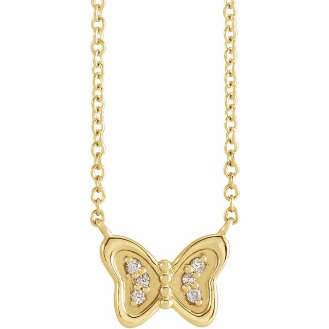 14K Yellow .025 CTW Natural Diamond Butterfly 18' Necklace