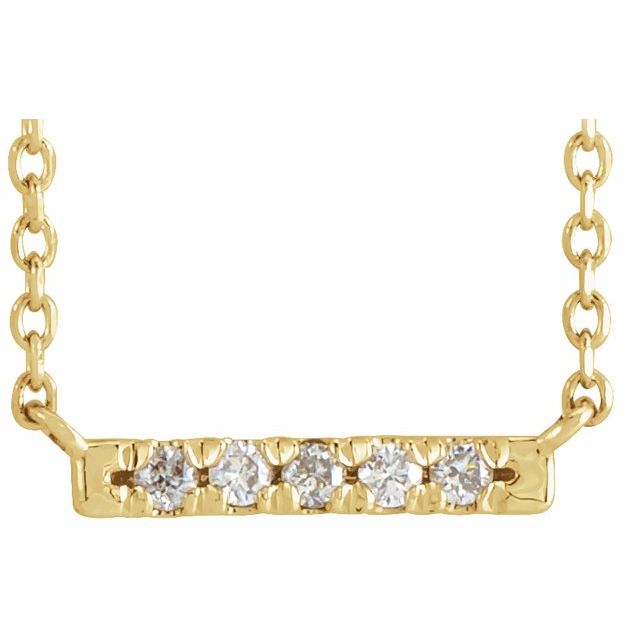 14K Yellow .07 CTW Natural Diamond French-Set Bar 18' Necklace
