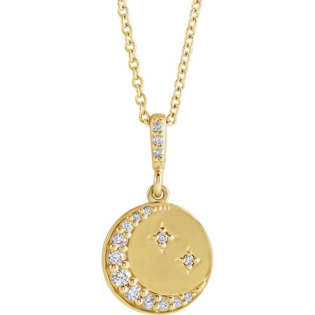 14K Yellow 1/10 CTW Natural Diamond Crescent Moon 16-18' Necklace