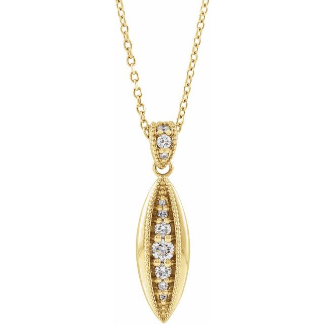14K Yellow 1/6 CTW Natural Diamond Beaded 16-18' Necklace
