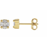 14K Yellow 1/3 CTW Natural Diamond Cluster Earrings