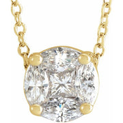 14K Yellow 1/3 CTW Natural Diamond Cluster 16-18' Necklace