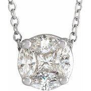 14K White 1/3 CTW Natural Diamond Cluster 16-18' Necklace