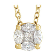 14K Yellow 1/6 CTW Natural Diamond Cluster 16-18' Necklace