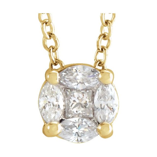 14K Yellow 1/6 CTW Natural Diamond Cluster 16-18' Necklace