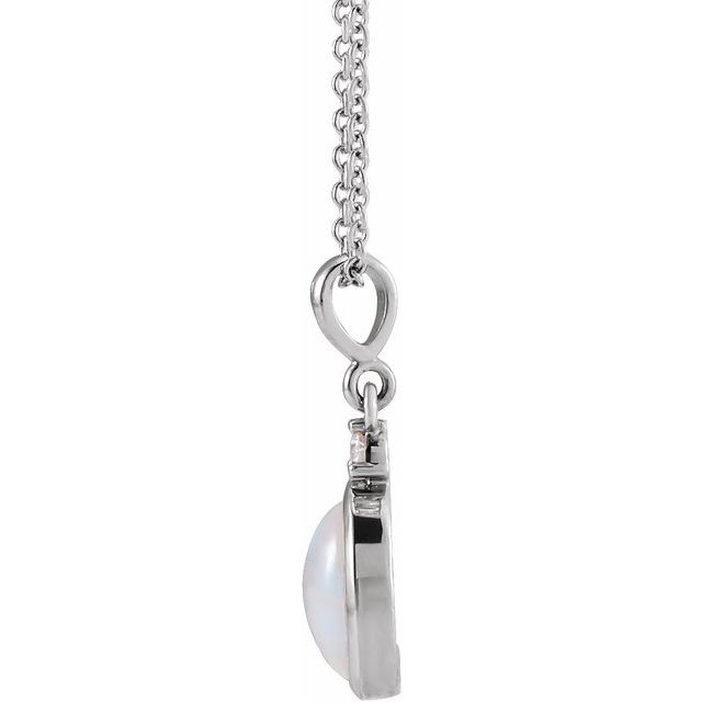Sterling Silver 8x6 mm Natural Ethiopian Opal & .03 CT Natural Diamond 16-18' Necklace