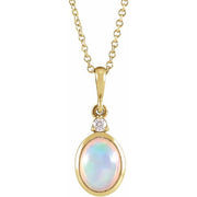 14K Yellow 6x4 mm Natural Ethiopian Opal & .015 CT Natural Diamond 16-18' Necklace