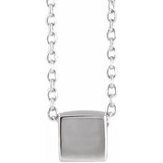 14k White 5x5 Mm Cube 18' Necklace