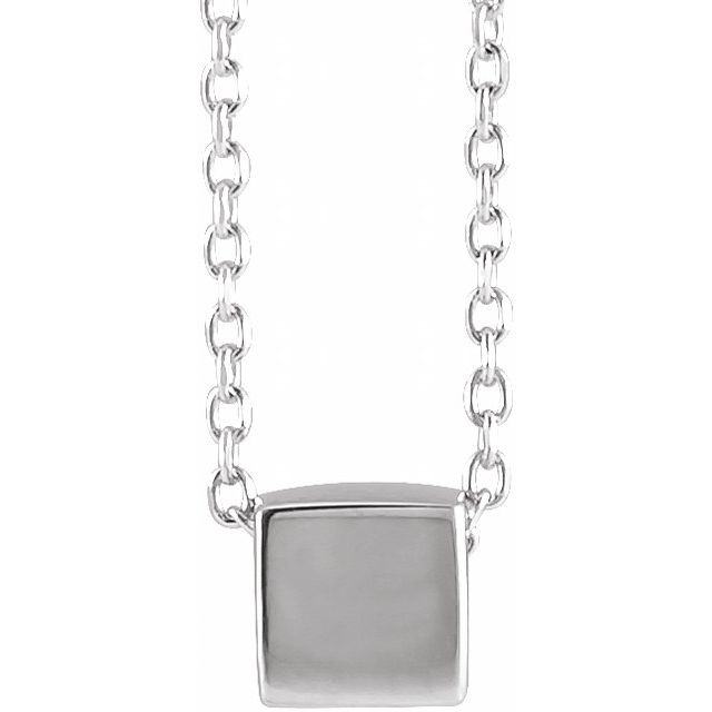 14k White 5x5 Mm Cube 18' Necklace