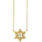 14K Yellow .03 CT Natural Diamond Star of David 18' Necklace