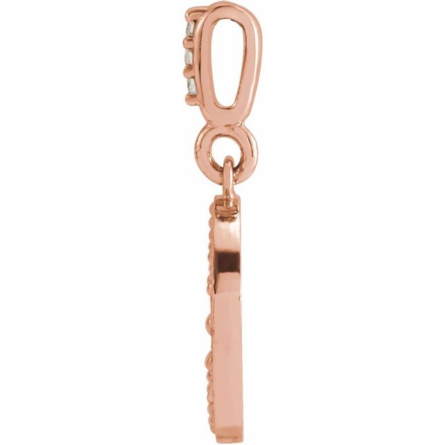 14K Rose 1/10 CTW Natural Diamond Crescent Moon Pendant