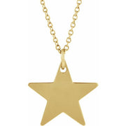 14K Yellow Engravable Star 16-18' Necklace