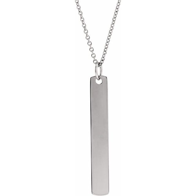 Sterling Silver Engravable Bar 16-18' Necklace