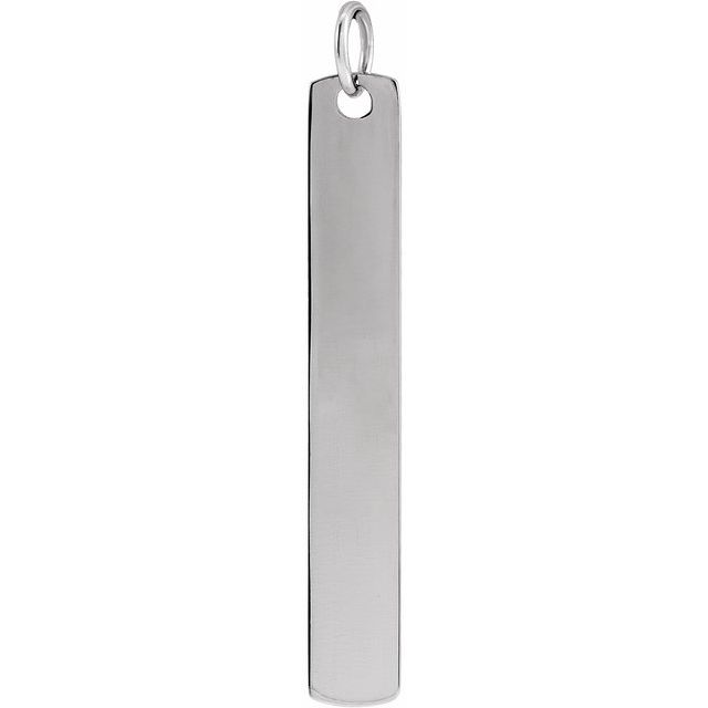 14K White Rectangle Bar Pendant