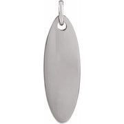 14K White Elongated Oval Pendant
