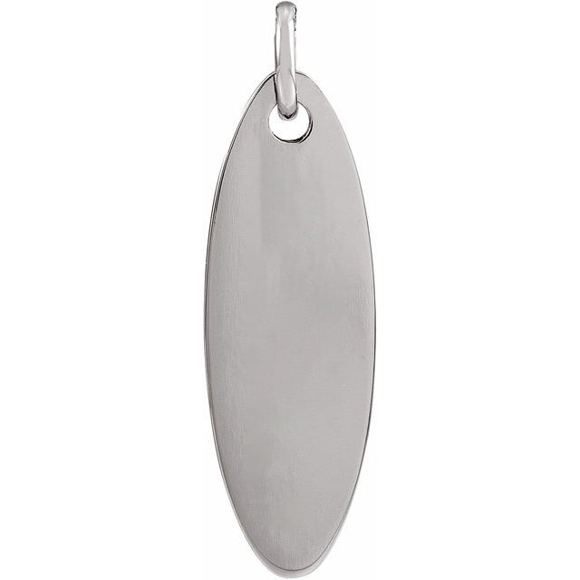 14K White Elongated Oval Pendant
