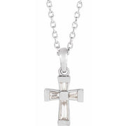 14K White 1/10 CTW Natural Diamond Cross 16-18' Necklace