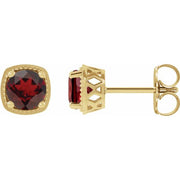 14K Yellow 5.5 mm Natural Mozambique Garnet Earrings