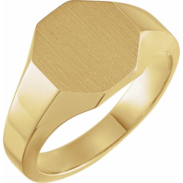 14K Yellow Octagon Signet Ring