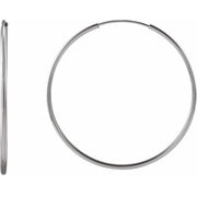 14K White Flexible Endless Tube 30 mm Hoop Earrings