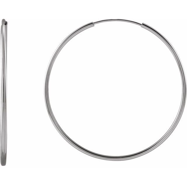 14K White Flexible Endless Tube 30 mm Hoop Earrings