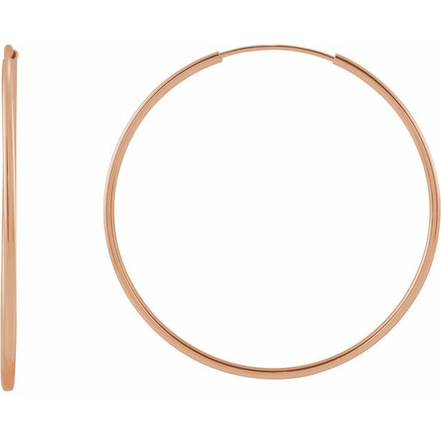 14K Rose Flexible Endless Tube 30 mm Hoop Earrings