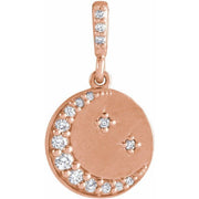 14K Rose 1/10 CTW Natural Diamond Crescent Moon Pendant