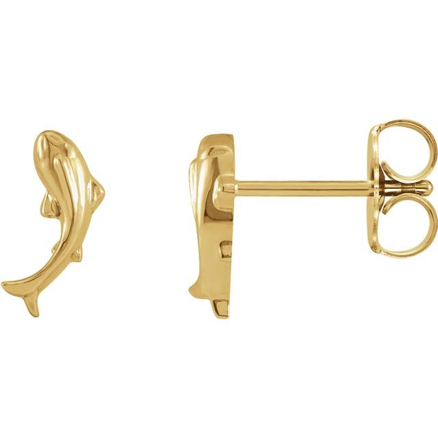 14K Yellow Tiny Koi Fish Earrings
