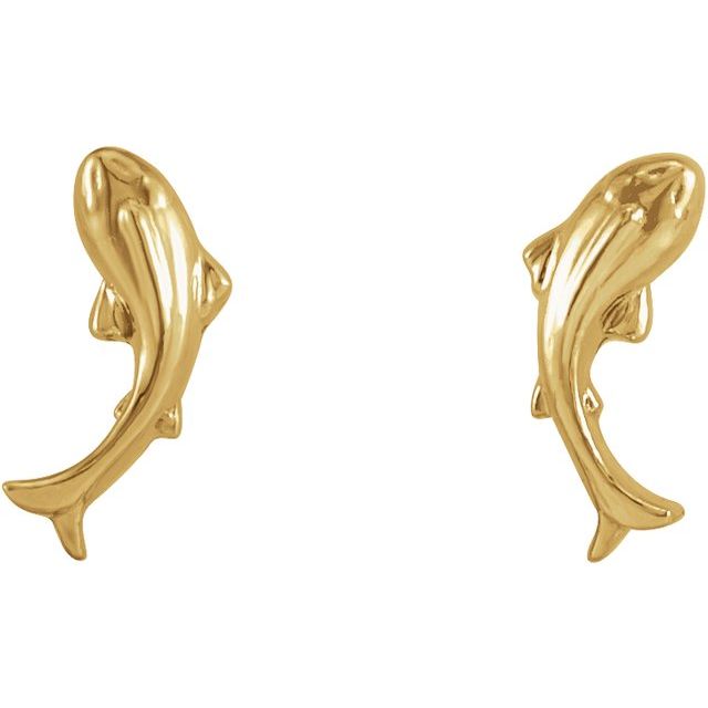 14K Yellow Tiny Koi Fish Earrings
