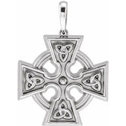 14K White Celtic-Inspired Cross Pendant