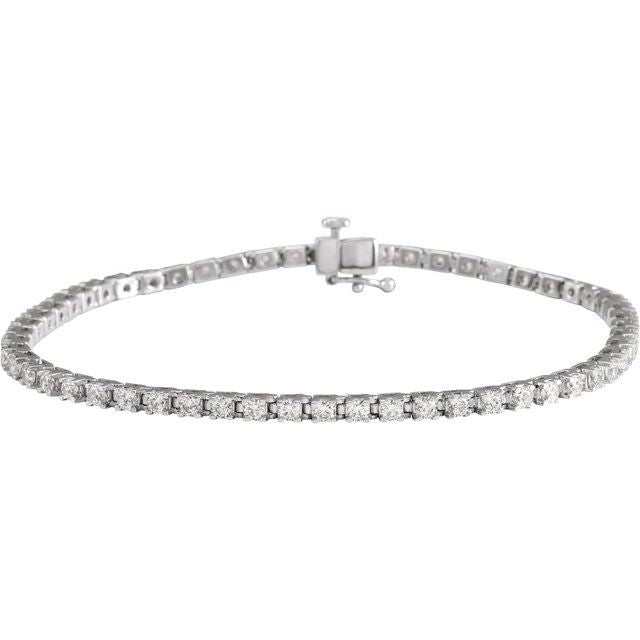 14k White 3 Ctw Natural Diamond Line 7 1/4' Bracelet