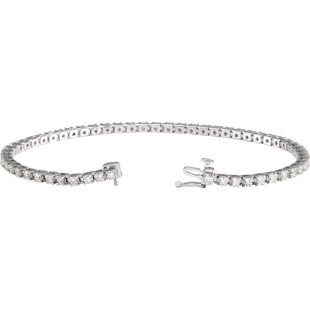 14k White 3 Ctw Natural Diamond Line 7 1/4' Bracelet