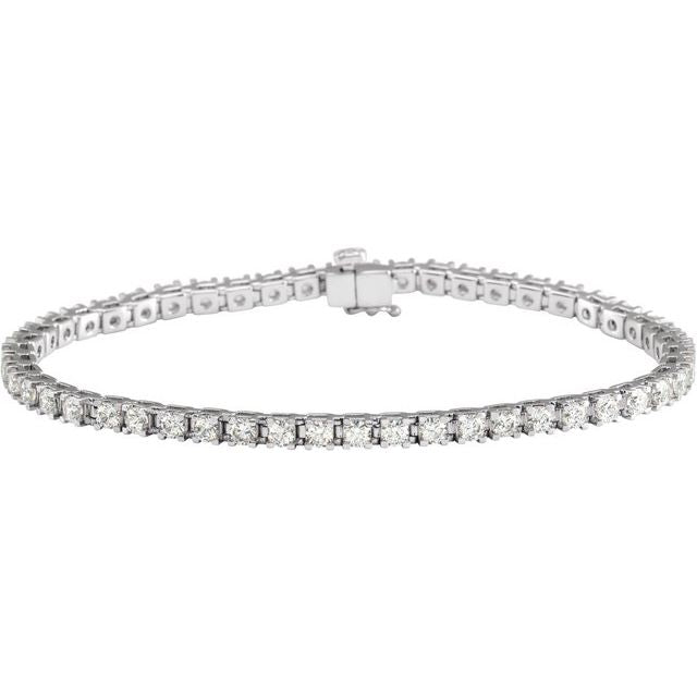 14k White 4 Ctw Lab-grown Diamond Line 7 1/4' Bracelet