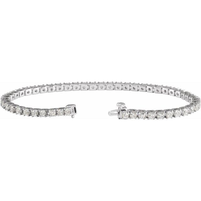 14k White 4 Ctw Lab-grown Diamond Line 7 1/4' Bracelet
