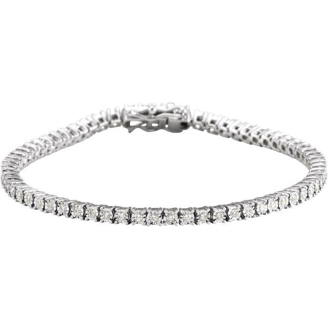 14K White 1 CTW Natural Diamond Illusion-Set Line 7' Bracelet