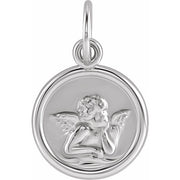 Sterling Silver 12 mm Cherub Angel Pendant