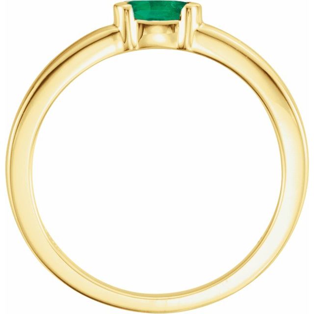 14K Yellow Lab-Grown Emerald Family Stackable Ring