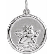 Sterling Silver 15 mm Cherub Angel Pendant