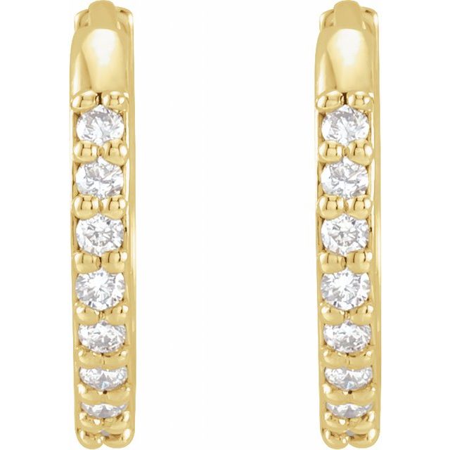 14K Yellow 1/8 CTW Natural Diamond 12.5 mm Huggie Earrings