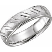 14K White 6 mm Design Band Size 12